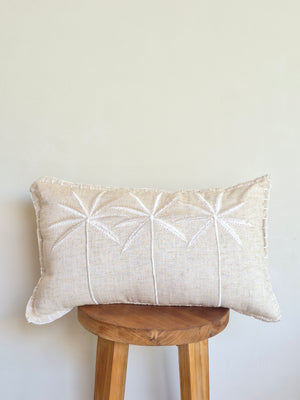 Palm Avenue Lumbar Cushion Cover – Natural/White