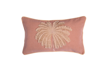 Sol Palm Lumbar Cushion Cover - Cotton - Peach/Beige