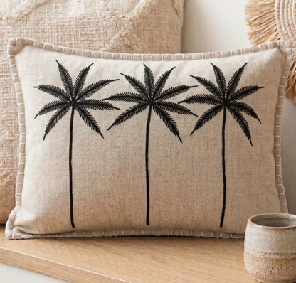 Palm Avenue Lumbar Cushion Cover – Linen-Cotton Blend