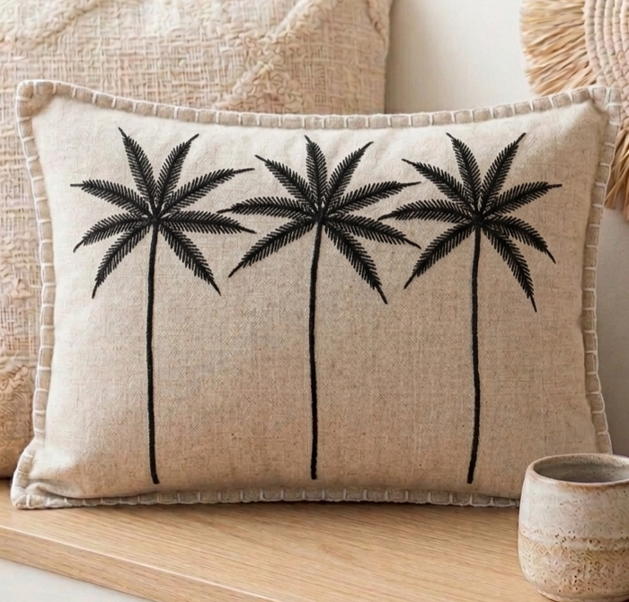 Palm Avenue Lumbar Cushion Cover – Linen-Cotton Blend