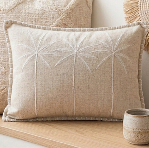 Palm Avenue Lumbar Cushion Cover – Linen-Cotton Blend