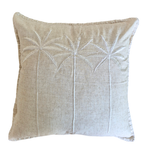 Palm Avenue Cushion Cover – Linen-Cotton Blend - Natural/White