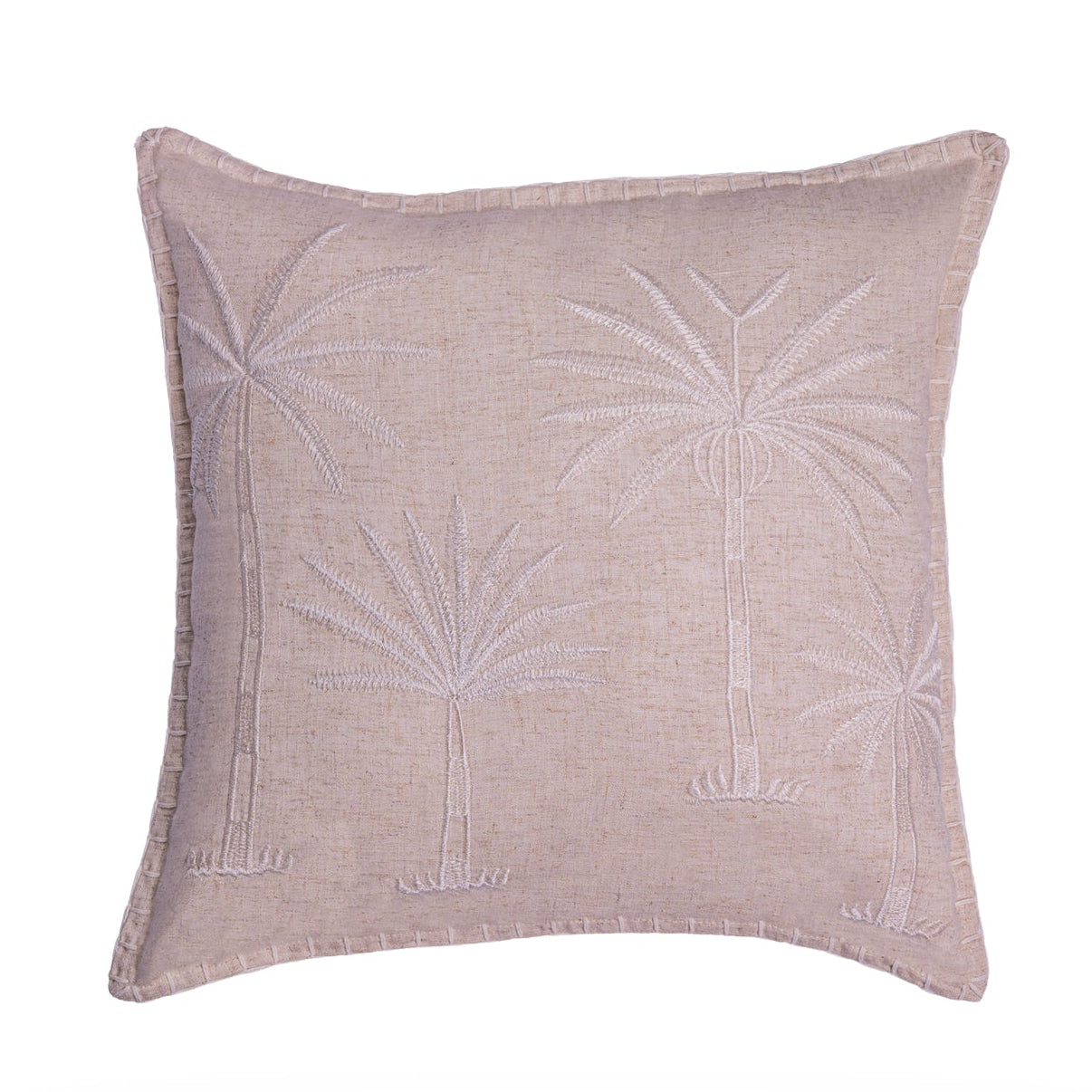 Palm Four Cushion Cover – Linen-Cotton Blend - Natural/White