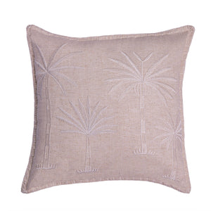 Palm Four Cushion Cover – Linen-Cotton Blend - Natural/White