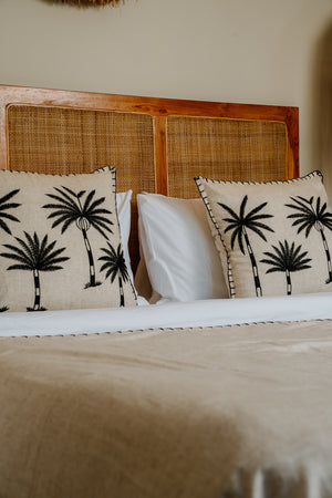 Palm Four Cushion Cover – Natural/Black