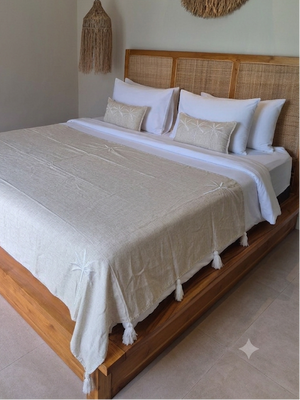 Palm Avenue Throw – Linen-Cotton Blend - Natural/White