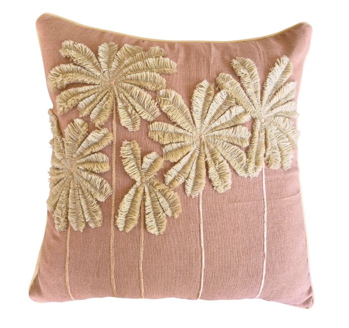 Coconut Grove Square Cushion Cover - Cotton - Peach/Beige