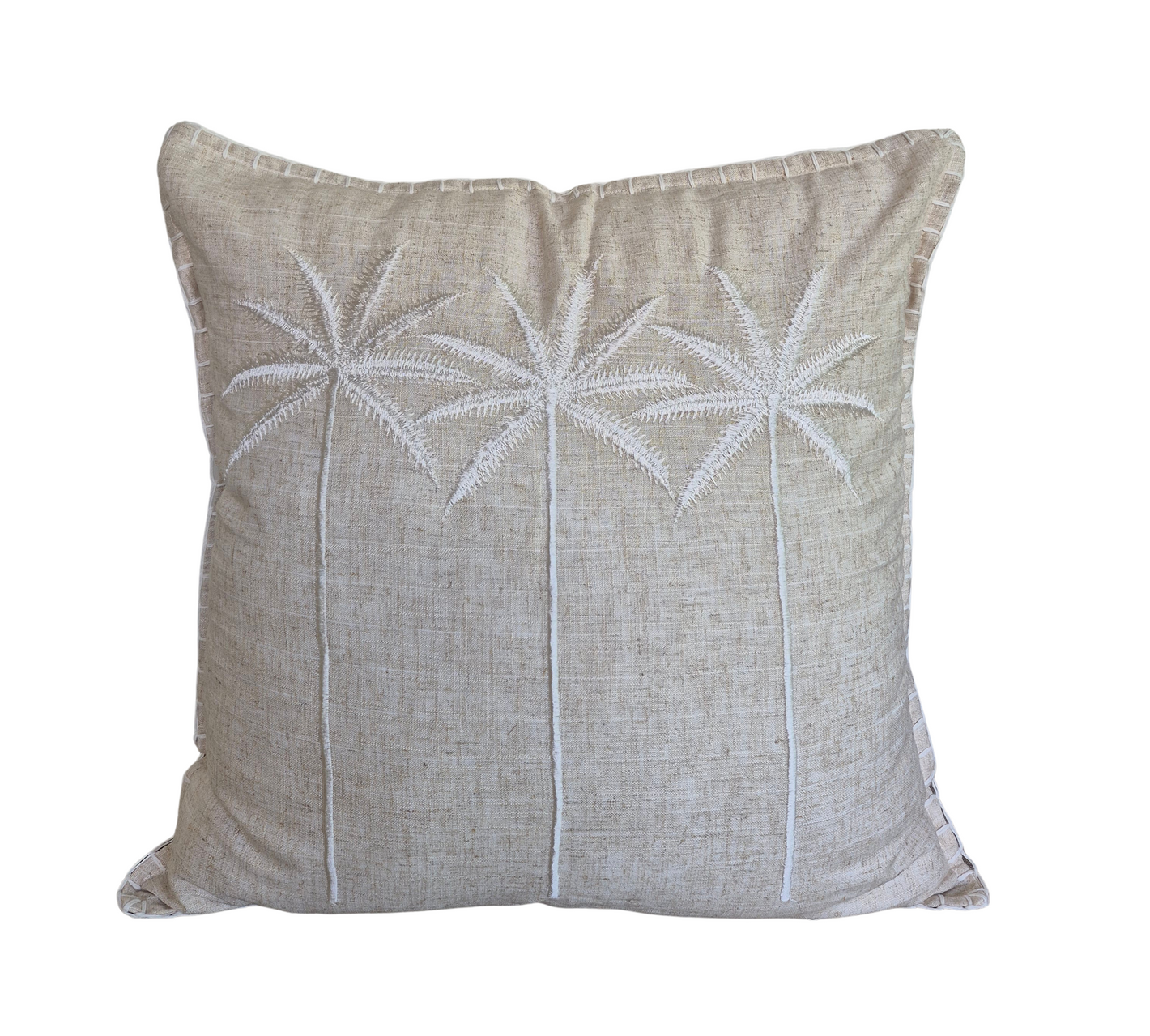 Palm Avenue Cushion Cover – Linen-Cotton Blend - Natural/White